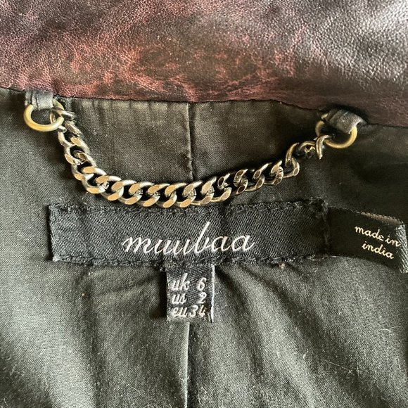 Muubaa Leather Biker Jacket US 2 - Picture 3 of 11